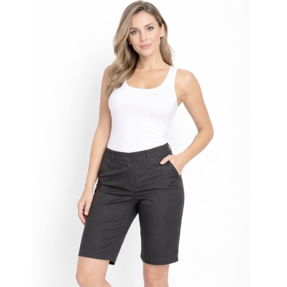 Chicos Black Bermuda Shorts Stretch Cotton Knee Length 1 Preppy Academia‎ 79-30